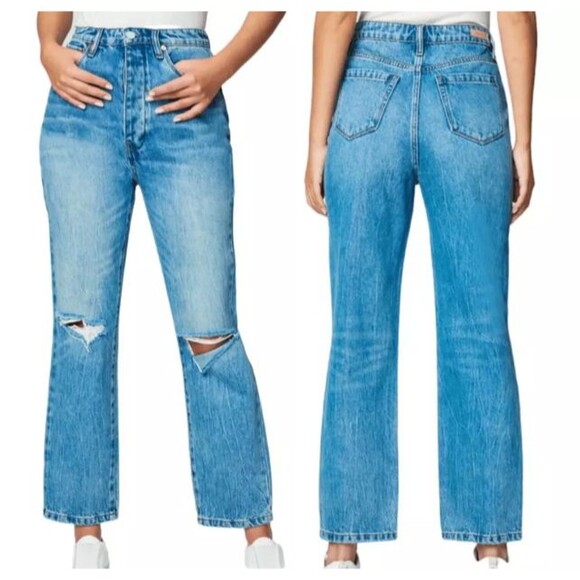 Blank NYC Womens Jeans Size 24 Mid Rise Loose Fit Jean Button Fly Distressed NWT - Picture 1 of 16